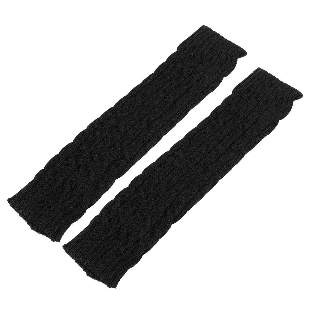 Women's Short Knit Leg Warmers - Boot Cuffs in Grey & Khaki - photo 30