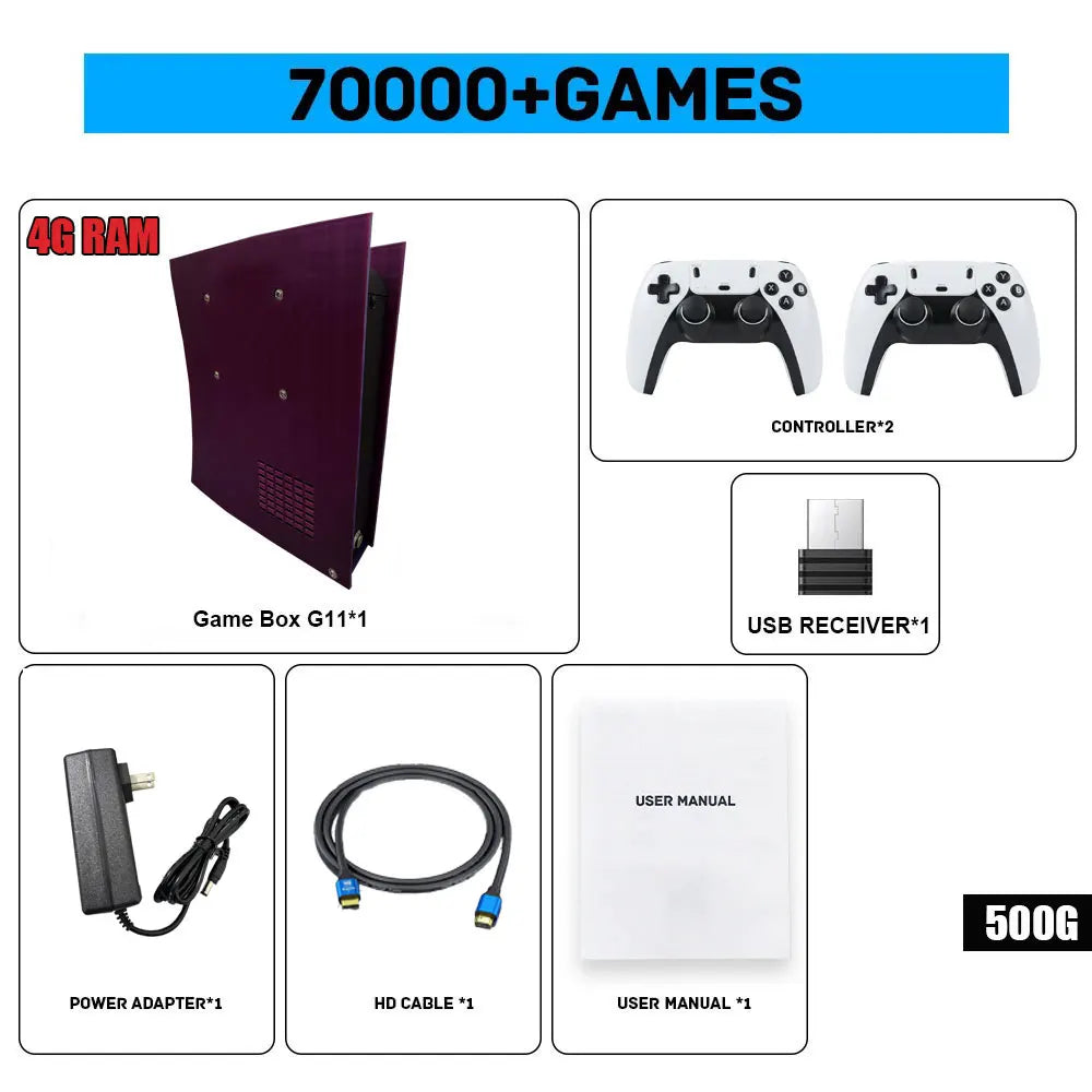 G11 Windows 11 Mini Game Console — 4K HD, 4-Player, Wireless Controller TV Console