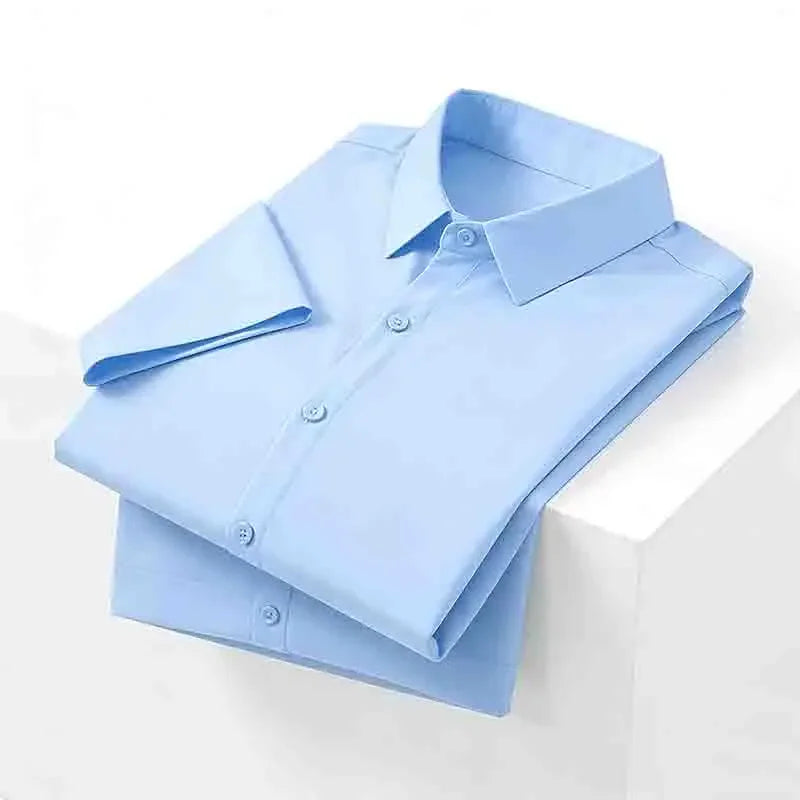 Men's Wedding Dress Shirt - Slim Fit, Formal Short-Sleeve Button-Down
