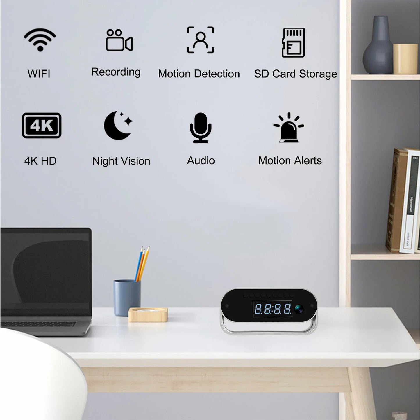 4K Clock Camera — WiFi Home Security with Night Vision & App