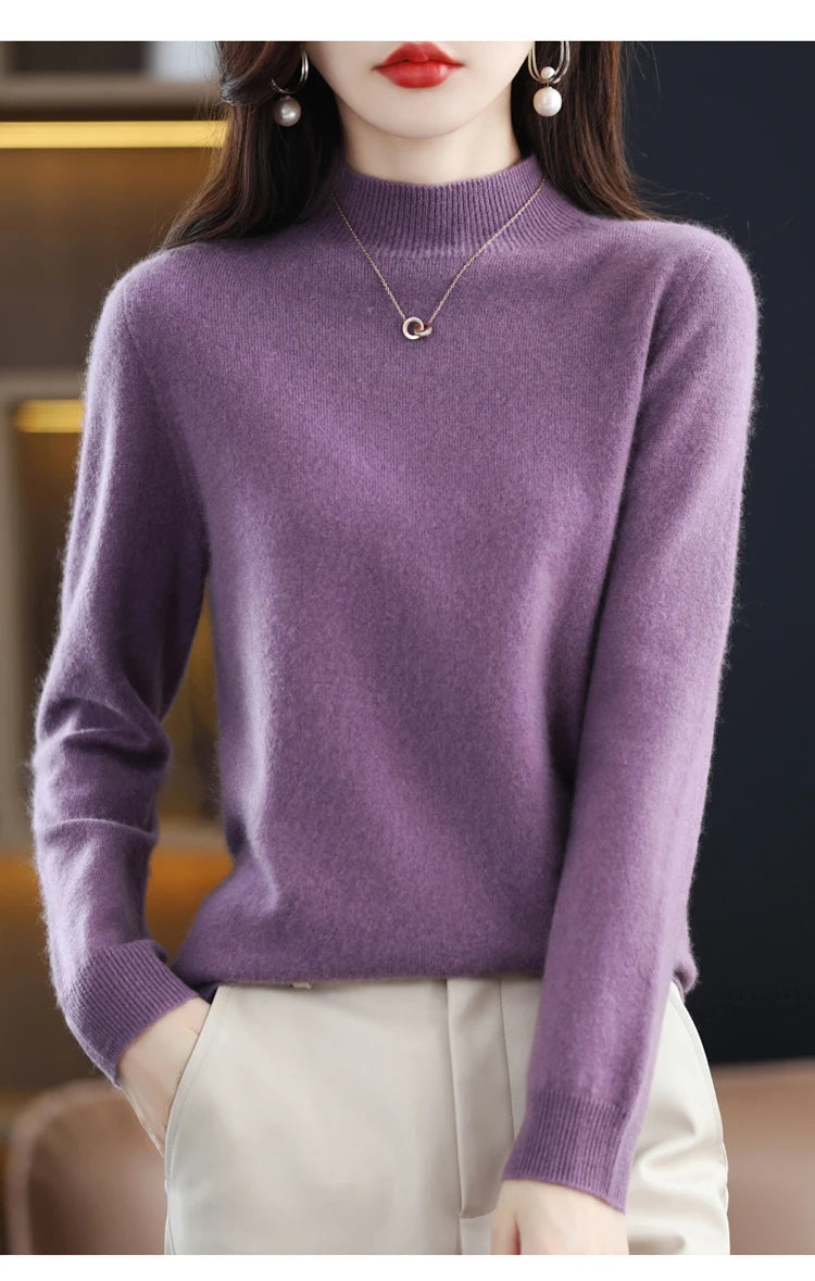 Women's Merino Wool Mock Neck Sweater