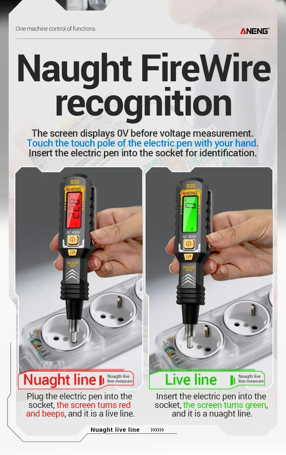 ANENG B20 Voltage Pen screwdriver dual head  11V~ 450V AC Voltage DetectionSmar Screwdriver Dual-use Slotted Cross Meter tools