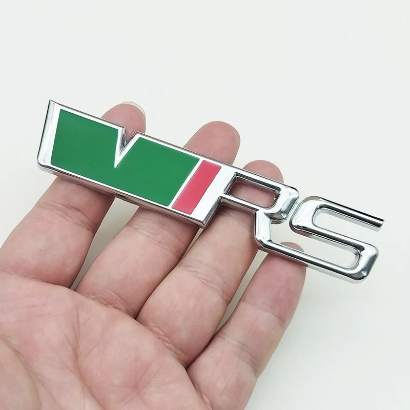 3d Metal RS Logo VRS Car Front Grill Emblem Rear Trunk Badge for Skoda VRS Octavia 1 2 3 Rapid Kodiaq Karoq Fabia Kamiq Superb