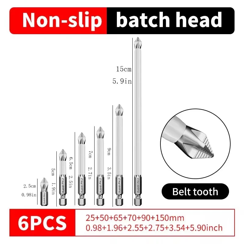 Galacok 6/12PCS Magnetic Screwdriver Bit Set 1/4 Inch PH2 Anti-Slip Shockproof Drill Bit Heavy Duty Impact Screwdriver