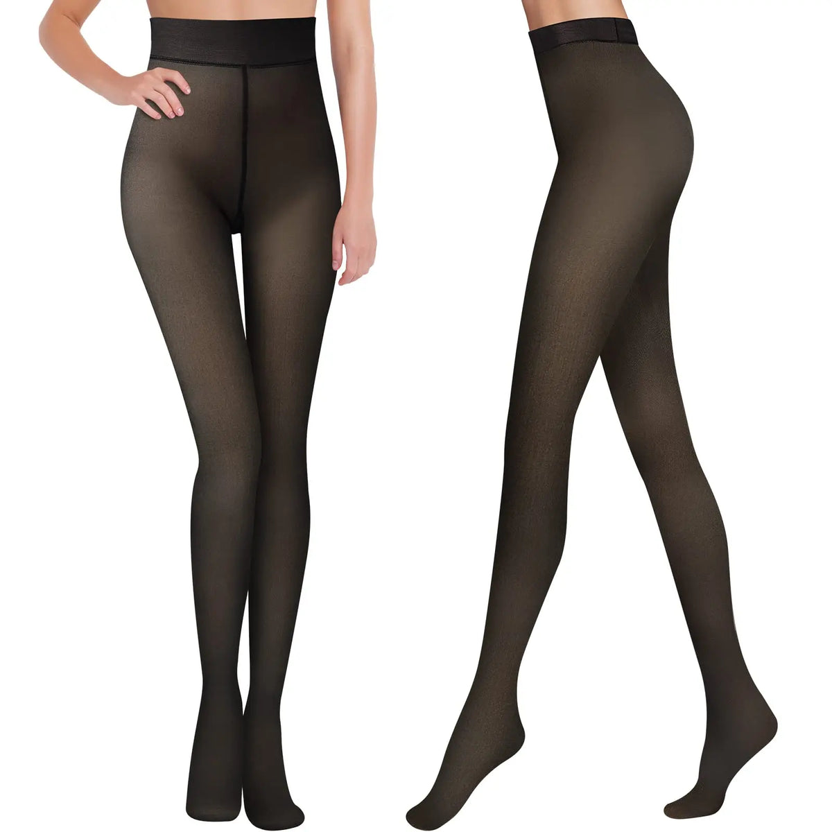 Women's Fleece Tights - Fake Translucent Thermal Pantyhose - photo 3