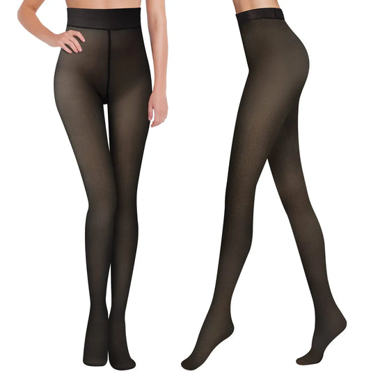 Women's Fleece Tights - Fake Translucent Thermal Pantyhose - photo 3