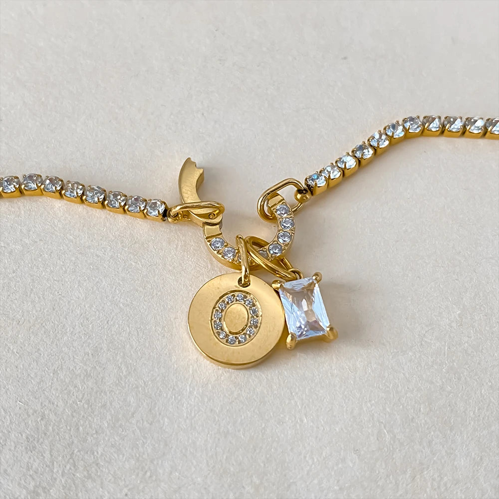 Gold-Plated Initial Letter Necklace – Zircon A-Z Pendant