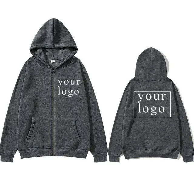 Custom Print Zip-Up Hoodie, Add Your Own Photo or Logo