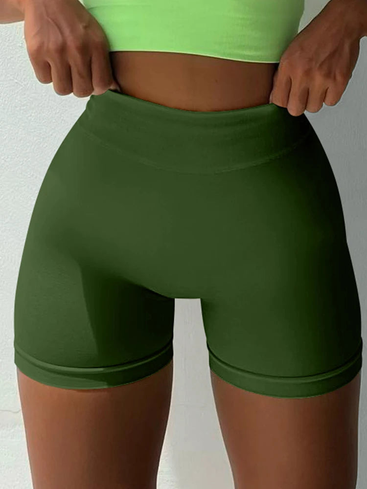 2026 Women's Yoga Shorts High Waisted Fitness Pants Seamless Hip Lifting Ladies Sports Shorts