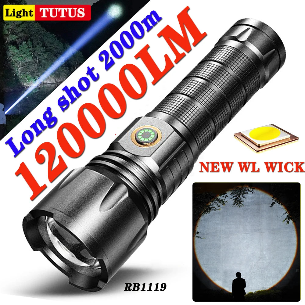 USB Rechargeable 30W High Power LED Flashlight Waterproof 5 Modes Tactical Torch Super Long Shot for Outdoor Camping