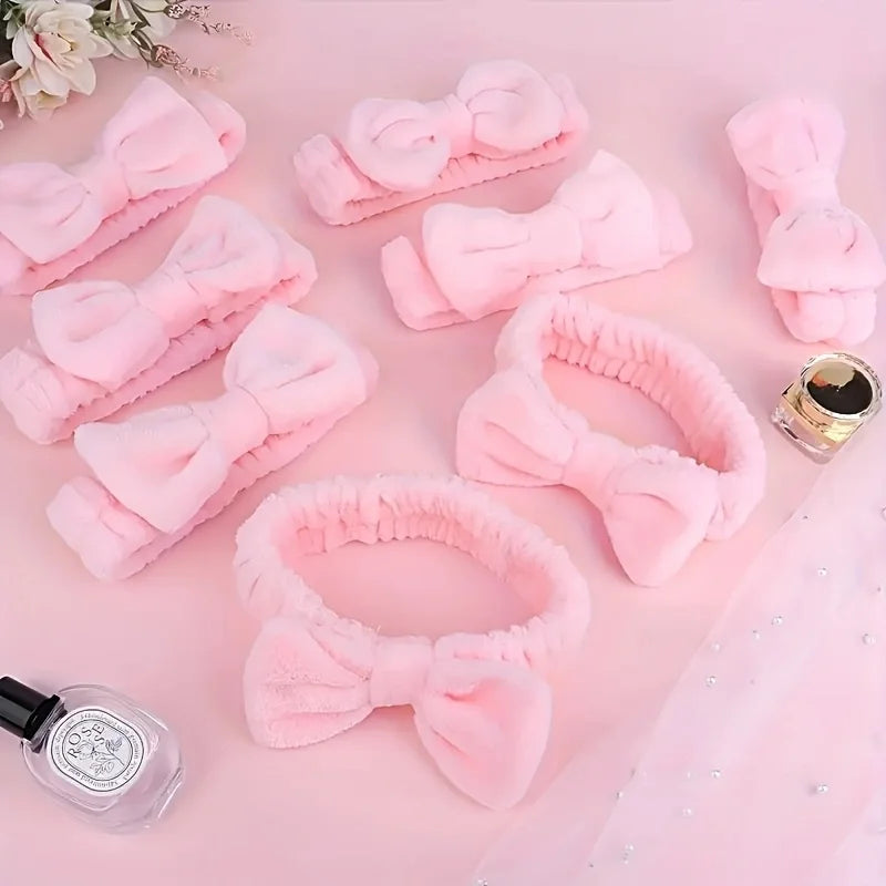 20 Spa Gift Set -5 Polyester Large Bags, 5 Headbands, 5 Hair Rings, 5 Bear Shaped Fabrics - Perfect for Bridal Showers, Singles'