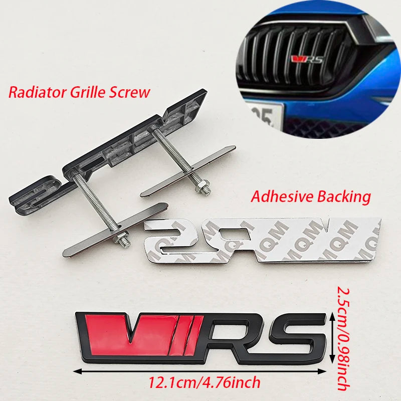3D Metal Logo VRS Sticker Letters Emblem Car Front Grille Fender Side Trunk Badge For Skoda RS VRS Stickers Accessories