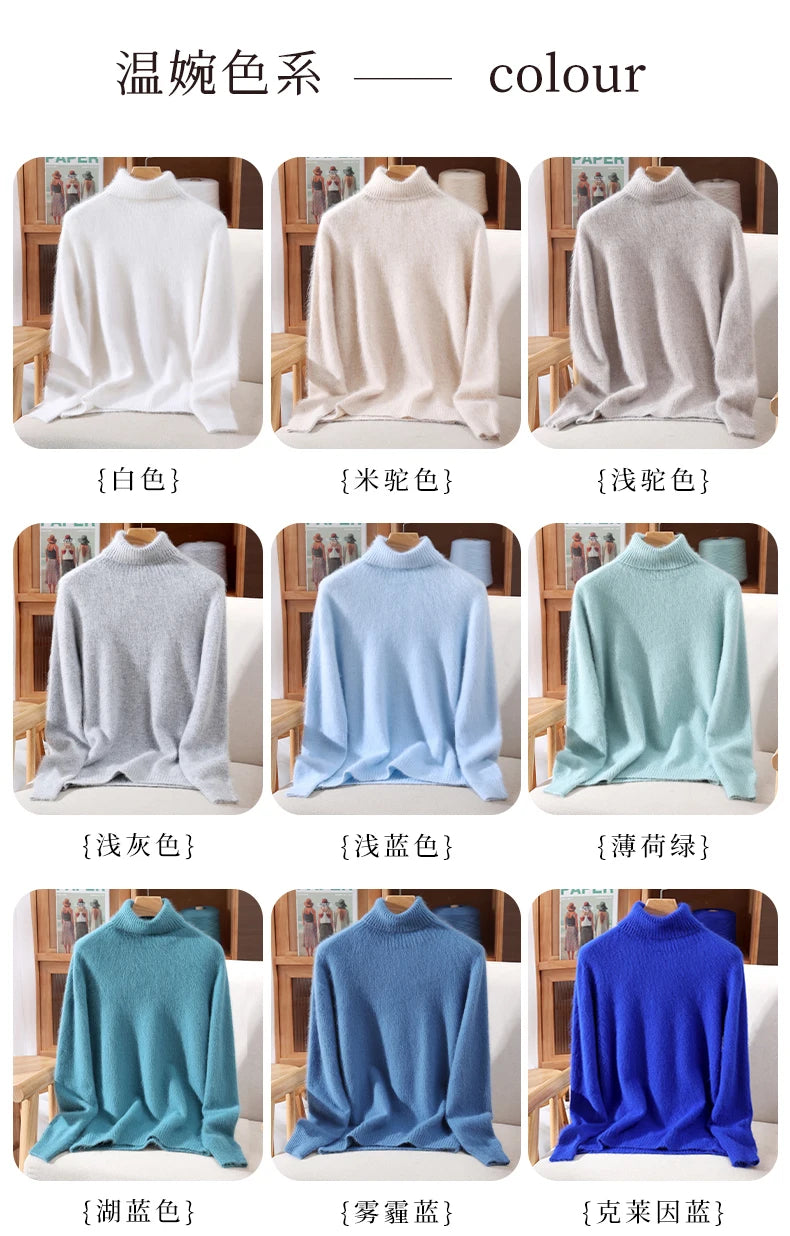 Women's High Collar Knit Sweater, Thick Pullover
