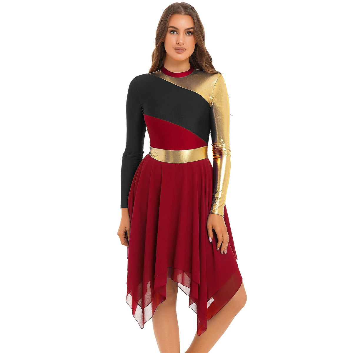 Women's long-sleeve lyrical ballet leotard dress