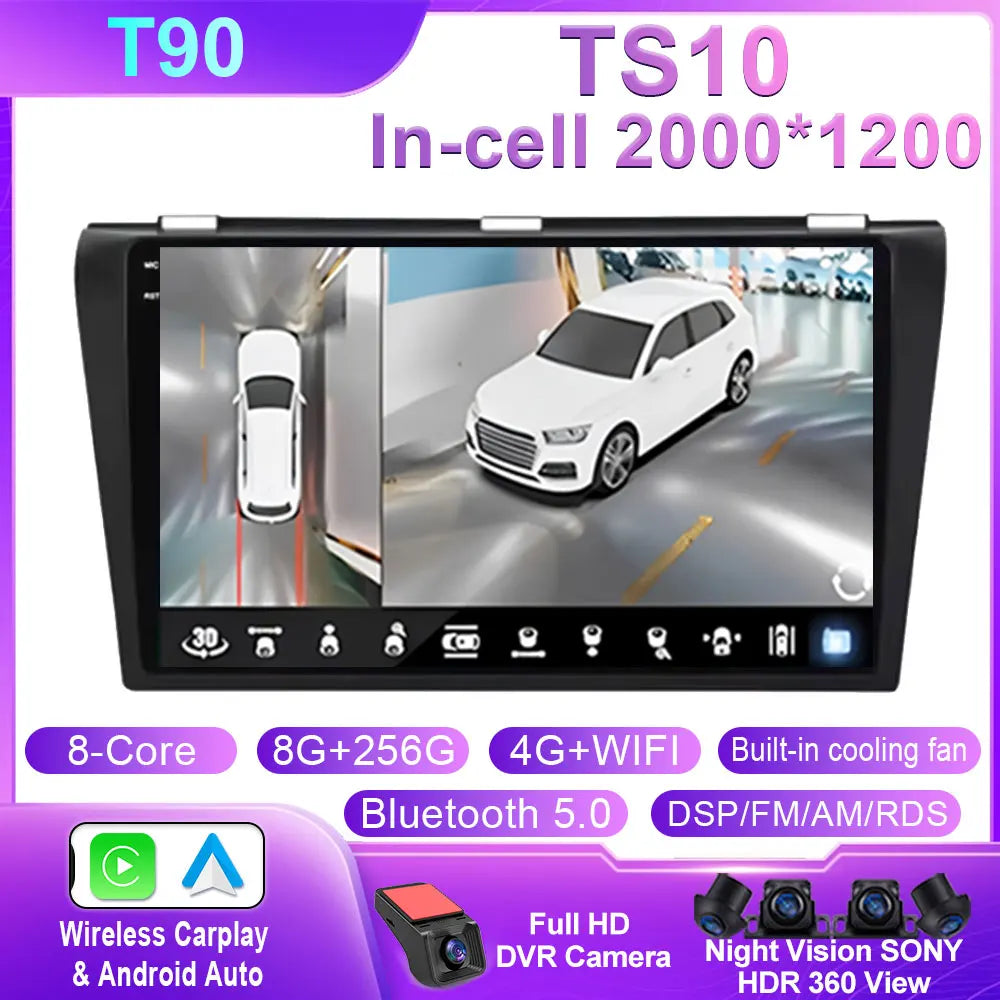 Android Car Stereo for Mazda 3 (2004–2009) — Wireless CarPlay, GPS, BOSE-Compatible, Multimedia Player
