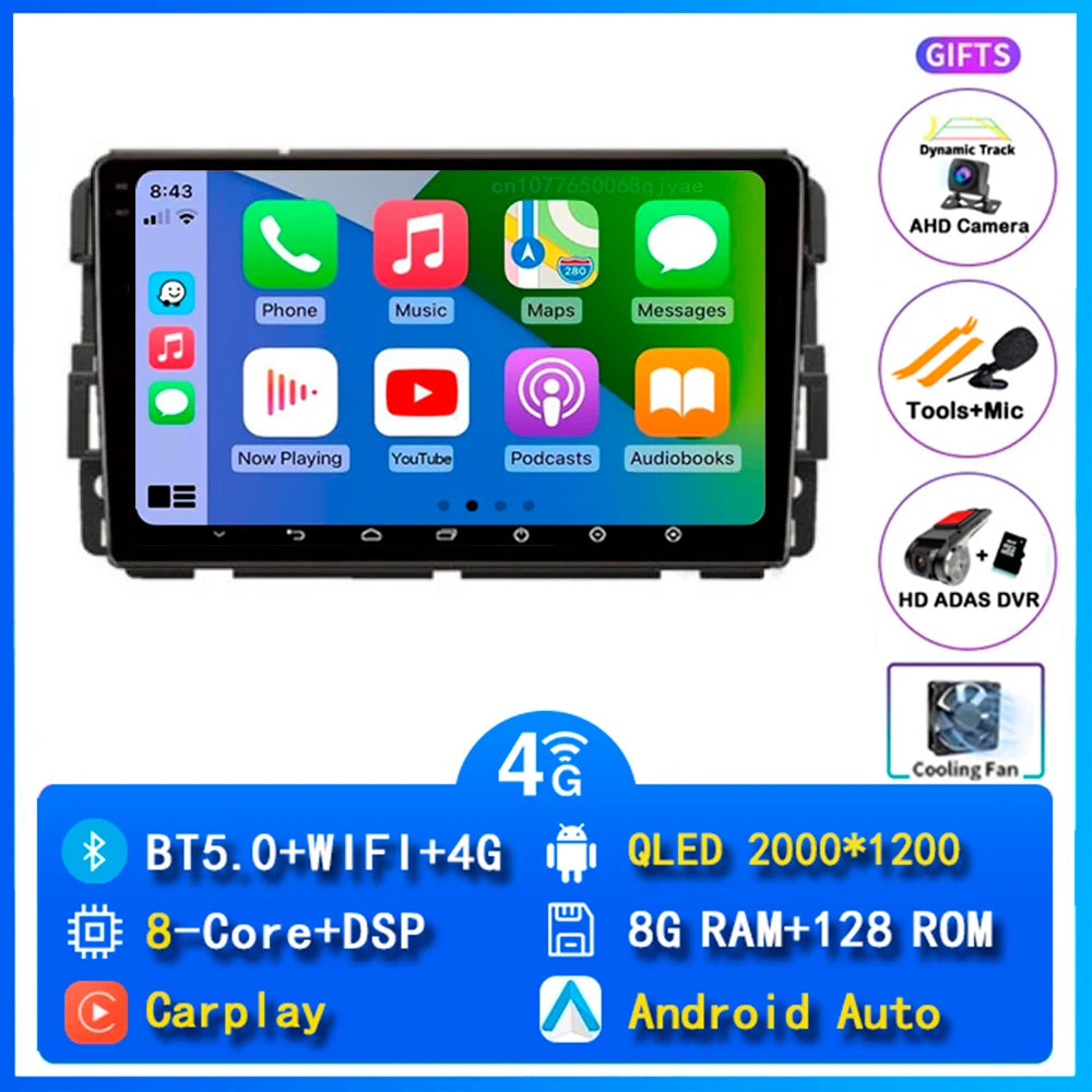 Android 16 Carplay Car Radio For Chevrolet Silverado Impala GMC Yukon Acadia Sierra Navigation GPS Multimedia Player stereo wifi