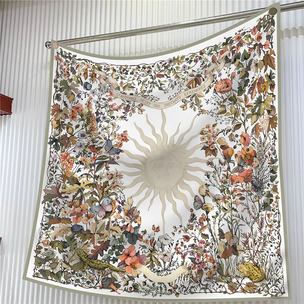 90cm Elegant Floral Silk Scarf for Women - Versatile Fashion Accessory