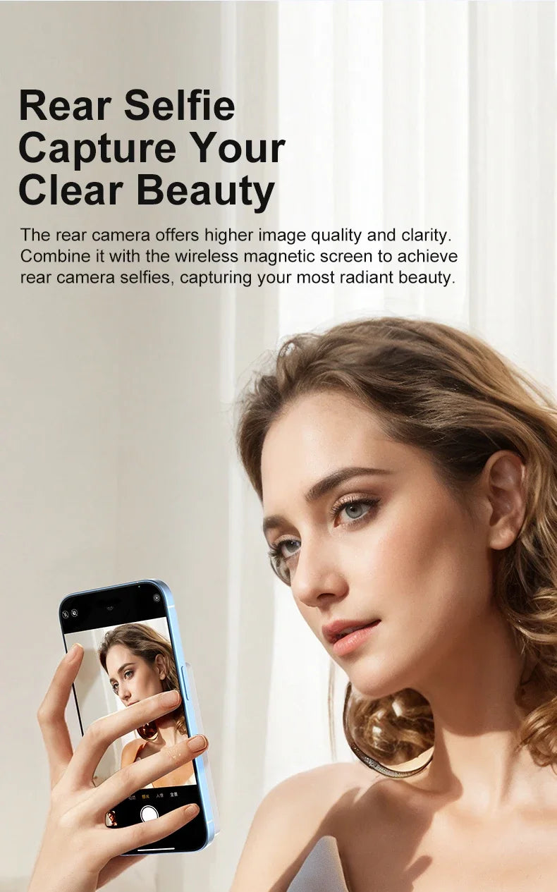 Magnetic Phone Back Vlog Selfie Monitor Screen Live Stream Camera Compatible with iPhone & Android