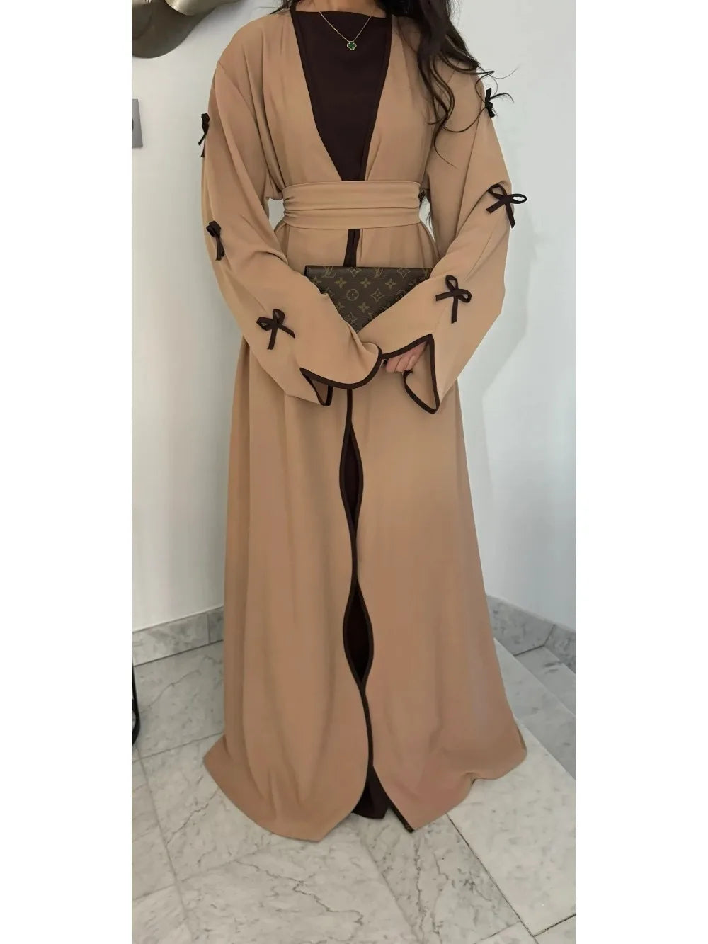Eid Bow Abaya Women Cardigan Dress Muslim Party Caftan Robe Jalabiya Morocco Dubai Kaftan Islam Vestidos Largos Ramadan 2026