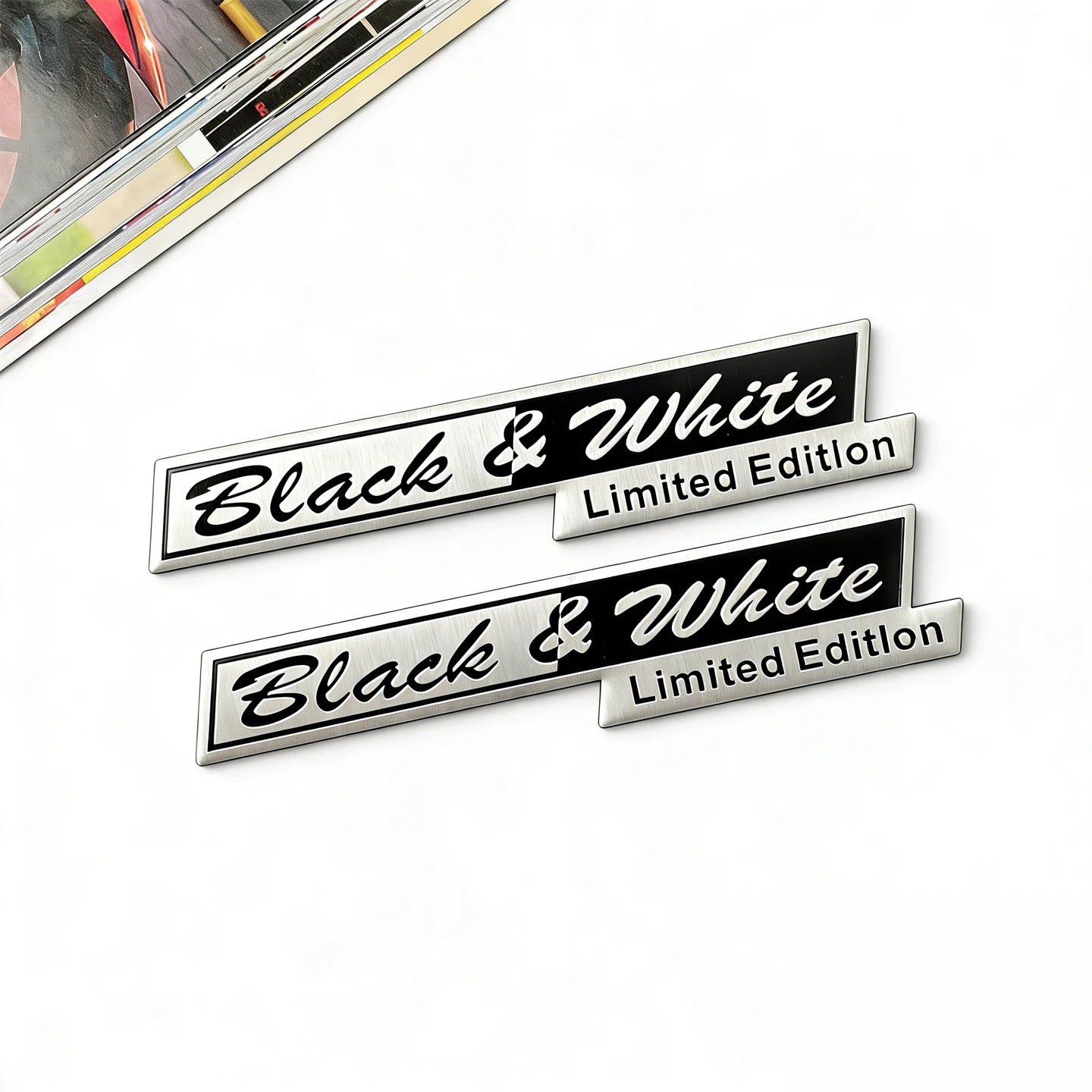 2 PCS Black White Platinum Edition 3D Aluminium Car Stickers Accessories Auto Body Tail Emblem Decals For Toyota Ford Opel Lexus