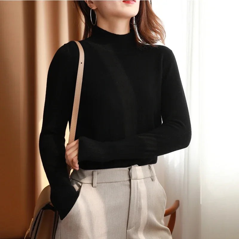 Women's mock neck base sweater, slim knit — view 17 of 20