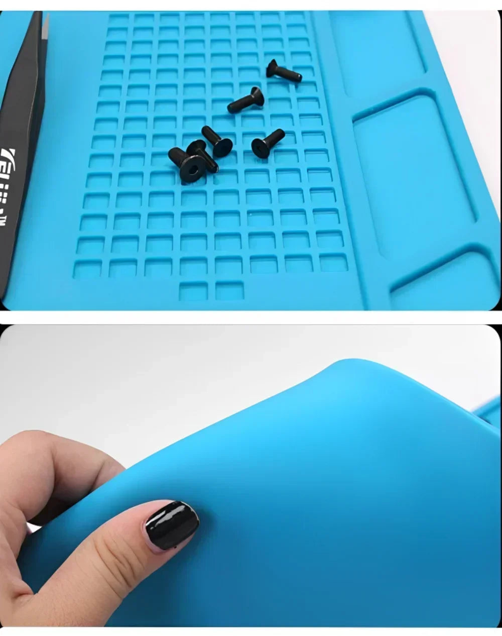 Magnetic Mat Silicone Repair Mat Circuit Board Soldering Pad Heat Resistant 932°F Anti-Static for ESD Iron Phone Repair