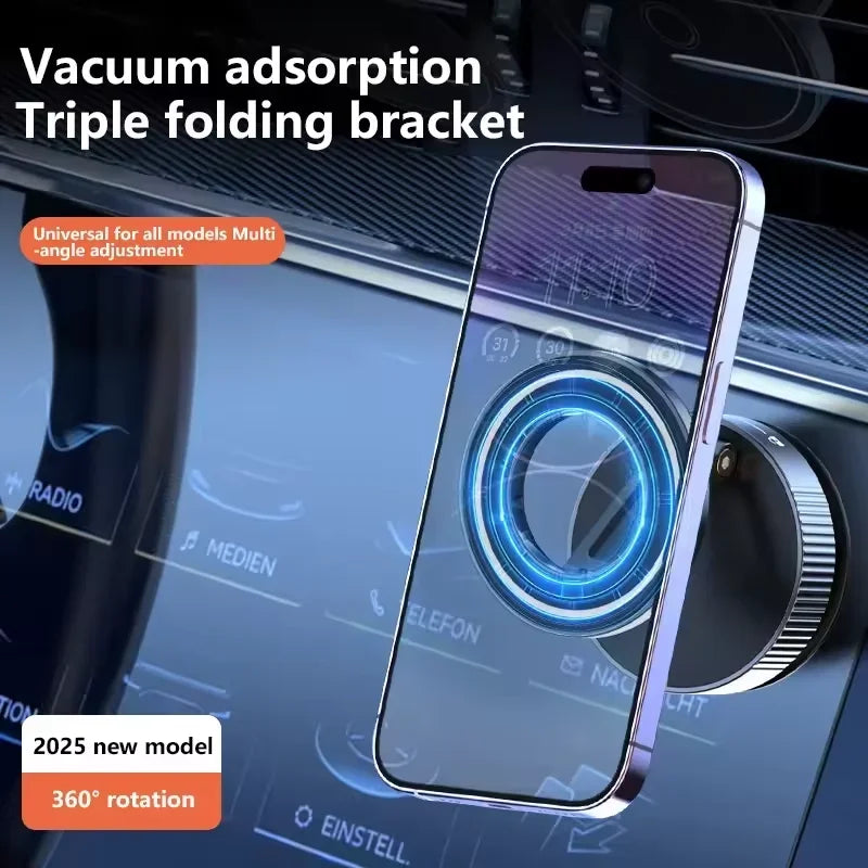 2026 Strong Magnetic Car Phone Holder Foldable Design 360° Adjustable Vacuum Mount For Car/desk/bathroom/universal Use