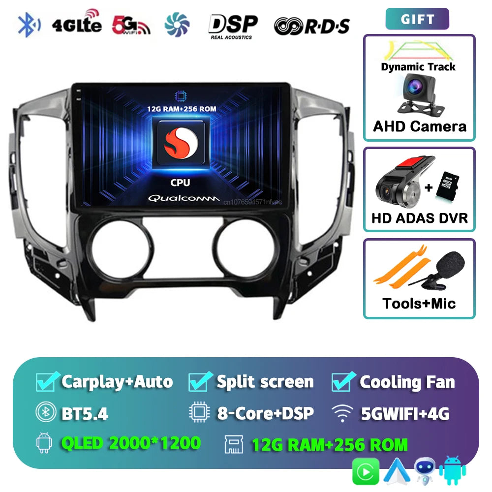 9" Android Car Stereo for Mitsubishi Pajero Sport 3 & L200 (2015–2019) — CarPlay, Android Auto, DSP, WiFi+4G
