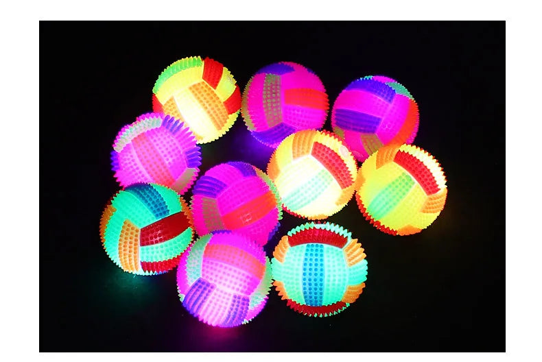 Glowing Bouncy Ball with Whistle Sound Elastic Chew Toy for Dogs Teeth Cleaning Massage Ball Safe Pet Toys Stress Relief Gift‌