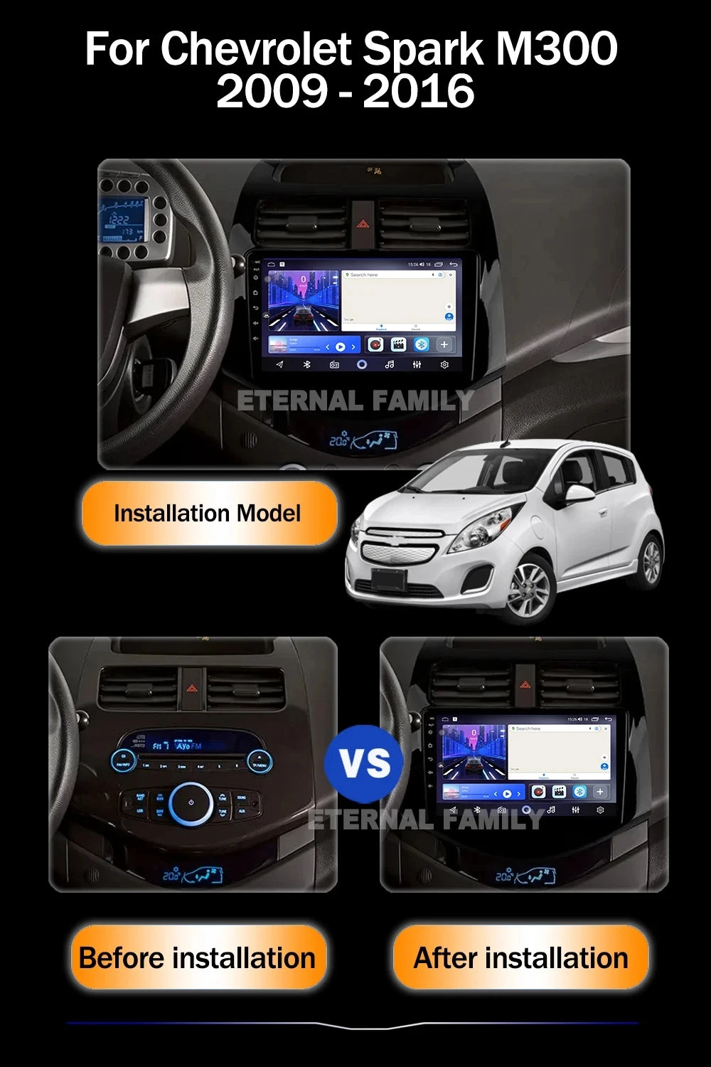 Android 15 For Chevrolet Spark M300 2009-2016 Car Radio Multimedia Video Player Navigation GPS wireless android Carplay 4G WIFI