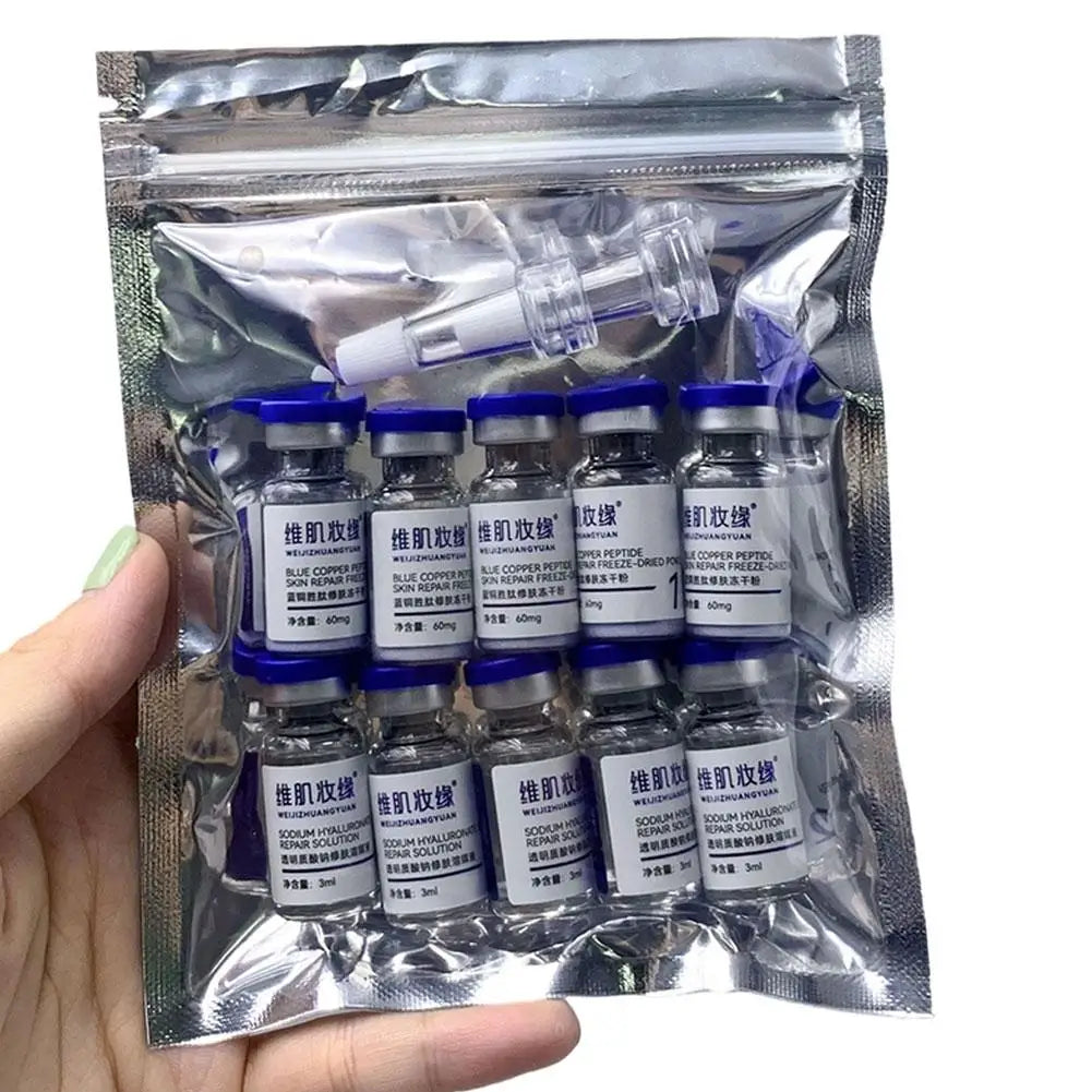 GHK-Cu High Purity 98% Blue Copper Peptide Essence Freeze-Dried Powder Set — Anti-Wrinkle Pore-Refining Skin Essence