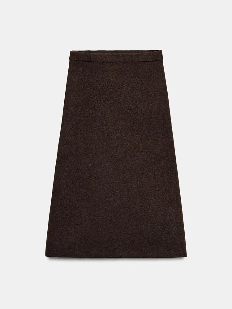 Women's Knit Sweater & Midi Skirt Set - Turn-Down Collar Two Piece - photo 9