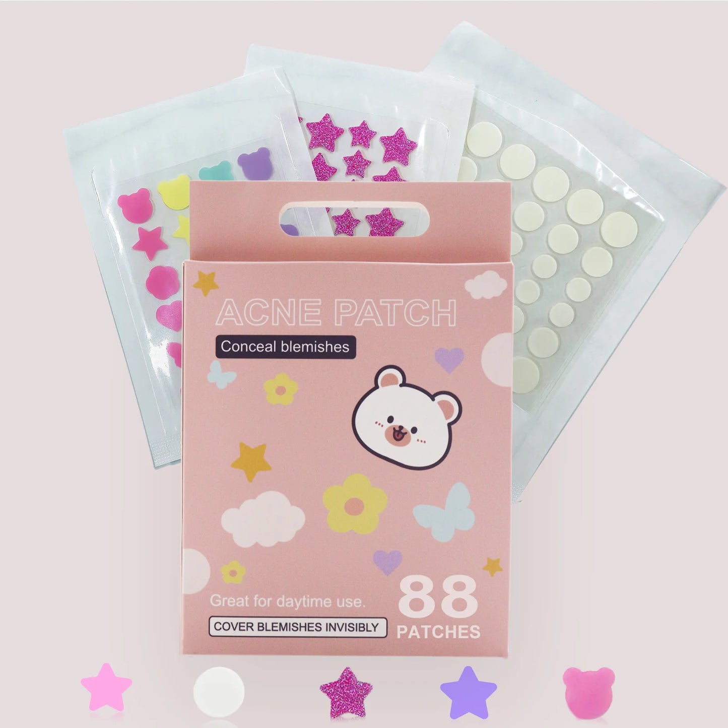 Acne Patches 88 Pcs, Invisible Hydrocolloid Pimple Patches for Face, Overnight Absorb Pus, Gentle on Sensitive Skin