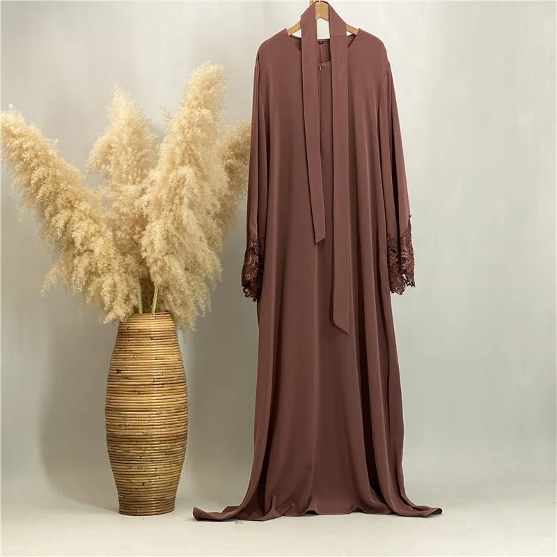 Ramadan Lace Abaya Dubai Luxury Muslim Women Maxi Dress Kebaya Caftan Marocain Femme Modest Robe Islam Clothing Kaftan Vestido
