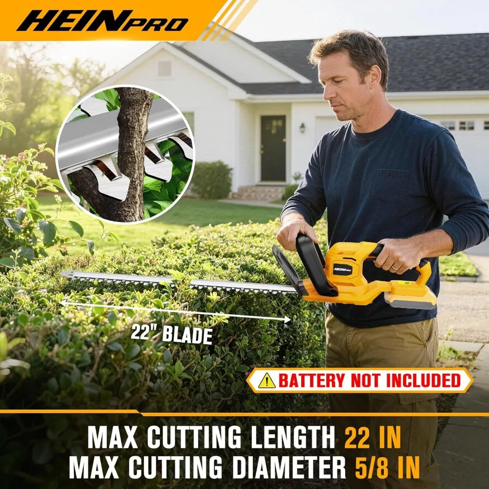 22" Cordless Hedge Trimmer – Compatible with Dewalt 20V MAX Battery (Battery Not Included)