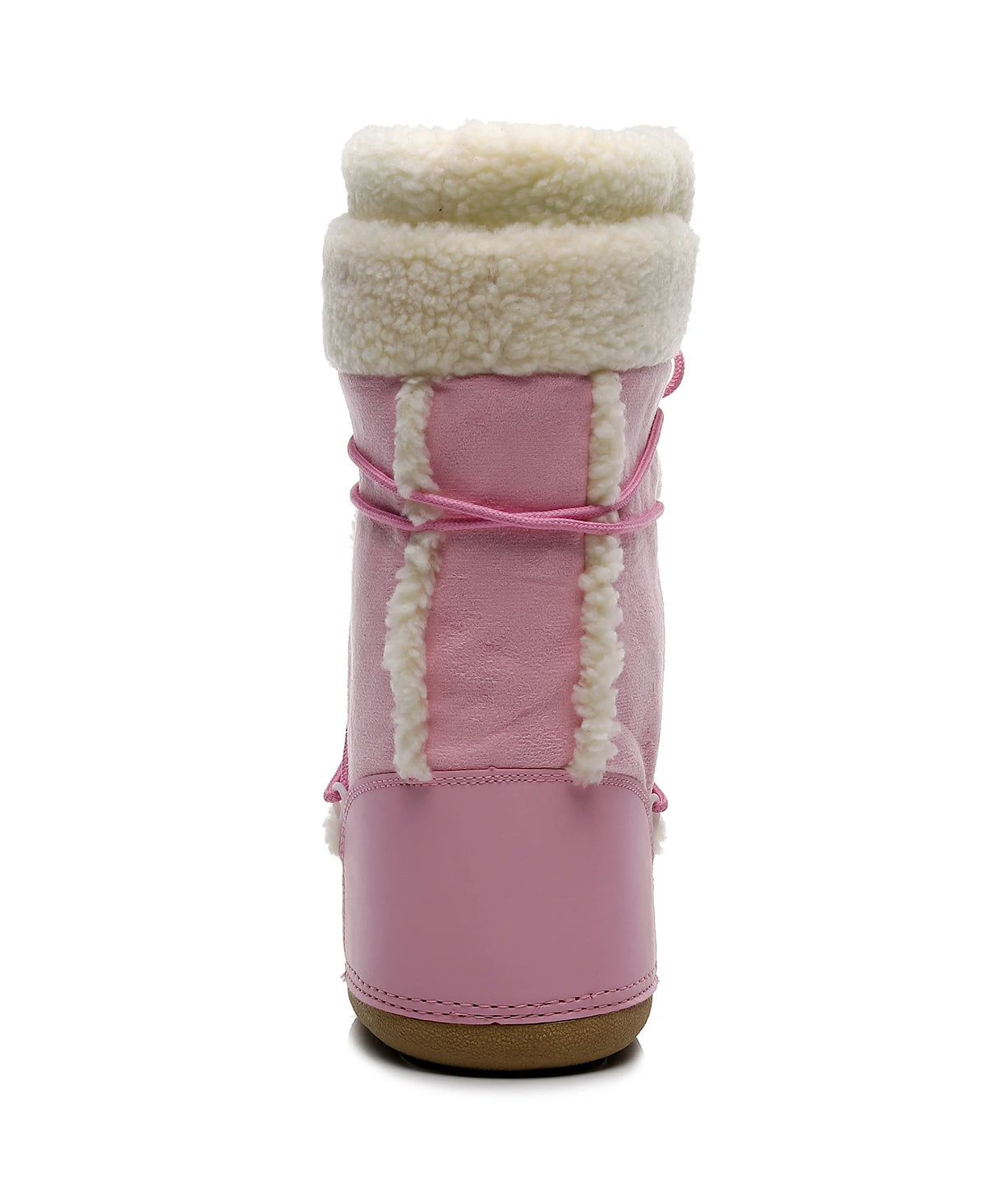 Women's Pink Plush Lace-Up Snow Boots, Platform
