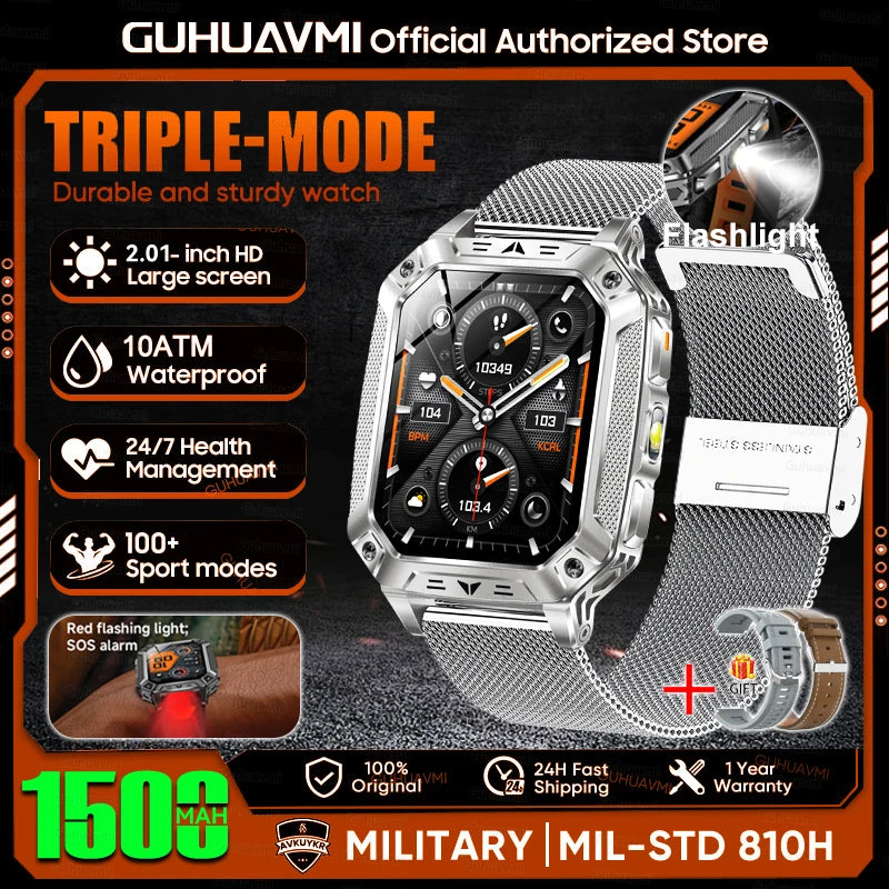 Rugged Smart Watch — 1500mAh, 10ATM Waterproof, BT Calling