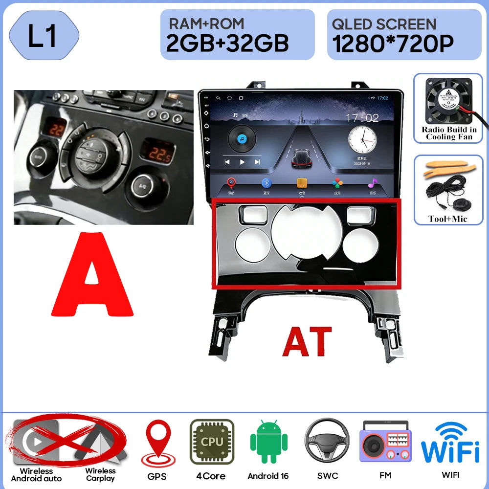 Carplay Android 16 For Peugeot 3008 5008 AT MT 2009 2012 -2016 Screen Video Car Radio GPS Navigation Car Monitor DVD DSP Stereo