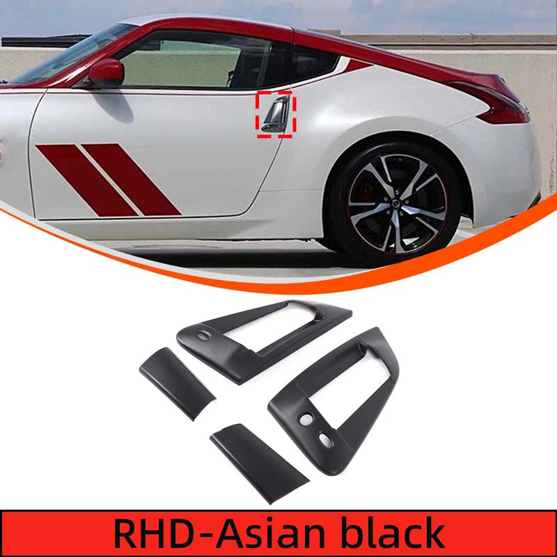 For 2009-2020 Nissan 370Z Door Handle Frame, Exterior Door Handle Decorative Frame ABS Carbon Fiber Pattern 4pcs RHD
