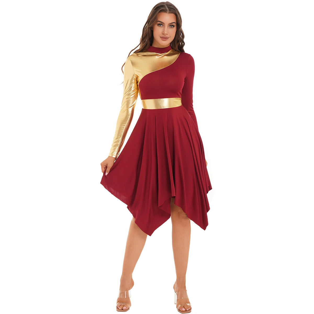 Women's long-sleeve lyrical ballet leotard dress