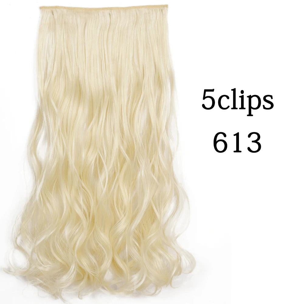 Synthetic 5 Clip In Hair Extensions Long Curly Hairstyle Hairpiece Natural Brown Black 80cm Heat Resistant  Fake Hair For Women