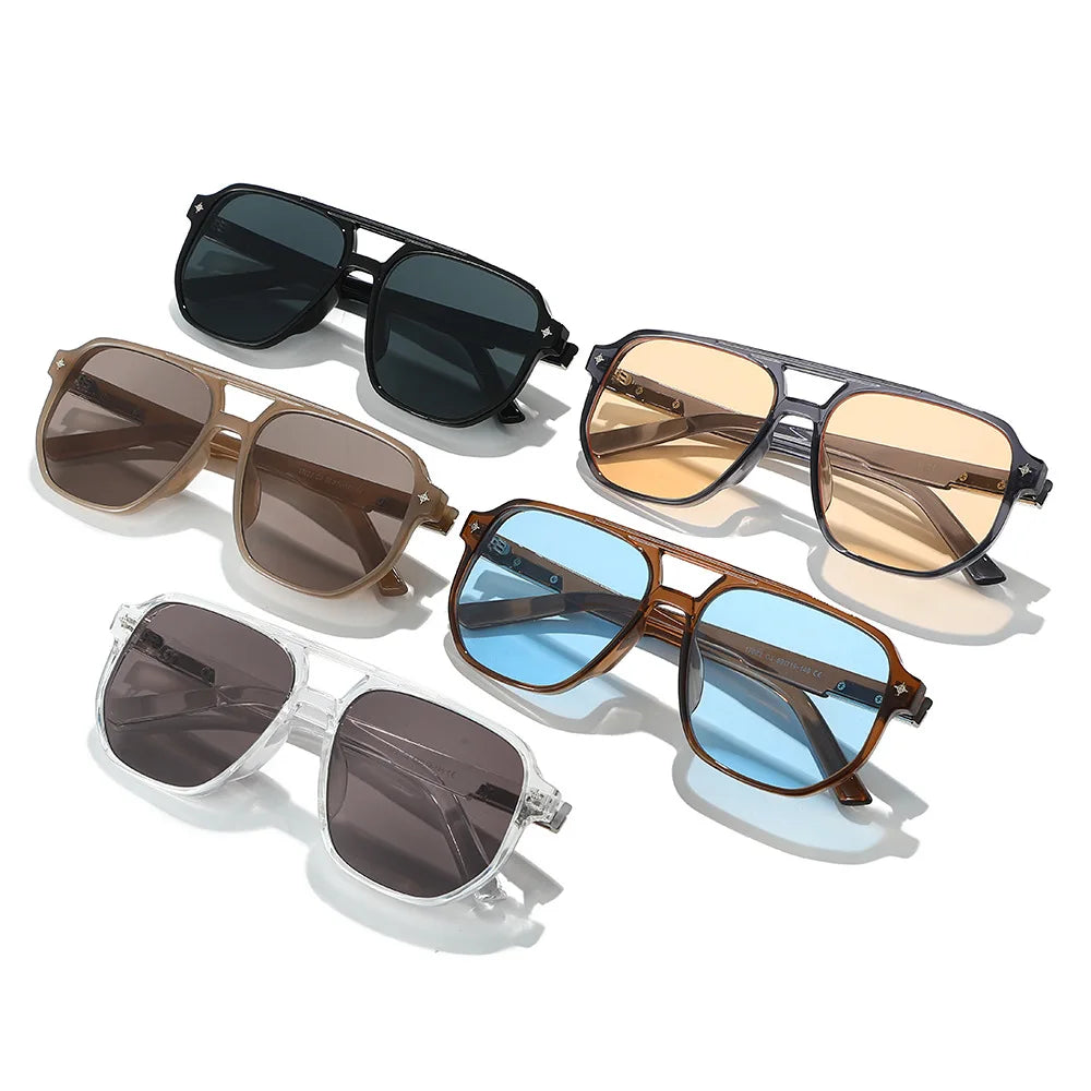 Double Bridge Pilot Sunglasses — Tinted Y2K Unisex Shades