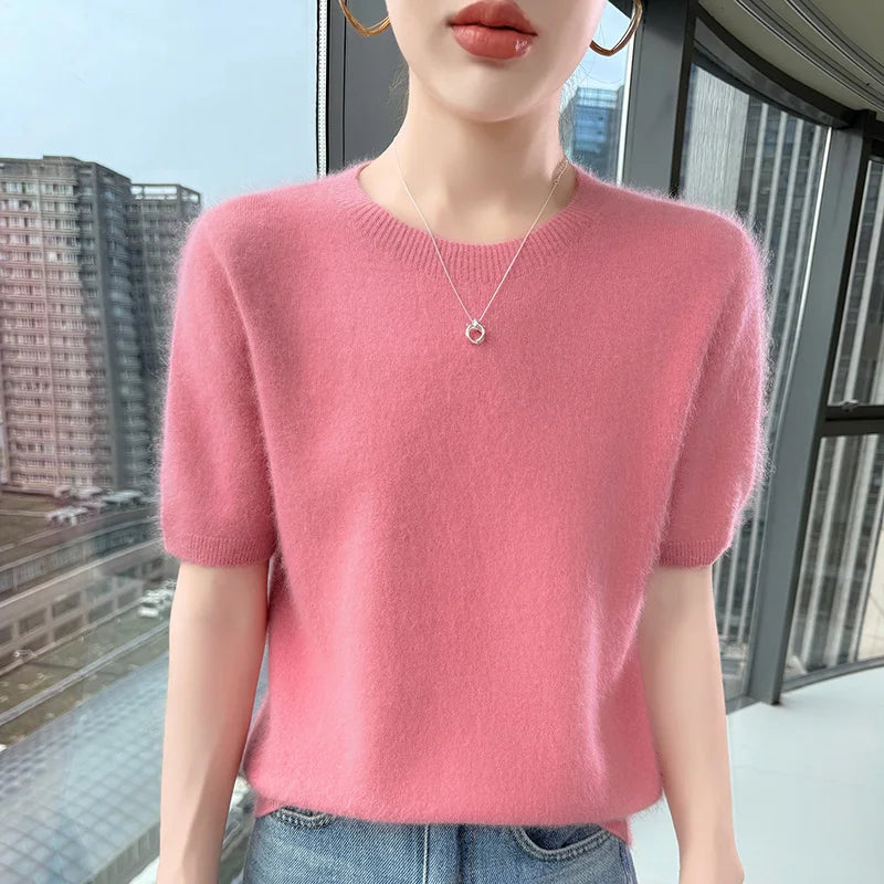 Women's Short Sleeve Knit Sweater Top