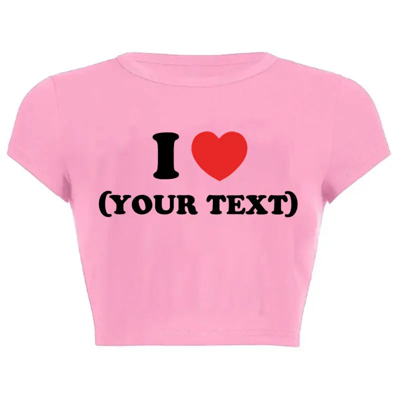 DIY Customize Your Text Couple Summer Casual Short Sleeve O Neck Cropped Navel Women Crop Tops Soft Bodycon Fashion Tees Blouse