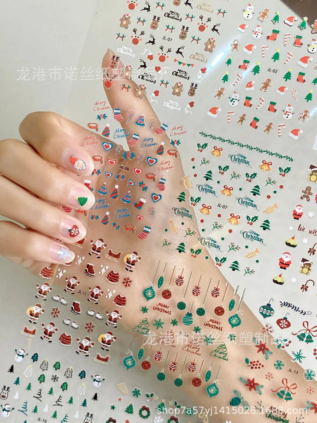 30Sheets Christmas Nail Stickers 1000+ Patterns Christmas Nail Art Decals Adhesive Nail Decals with Deer Snowman (Classic Style)