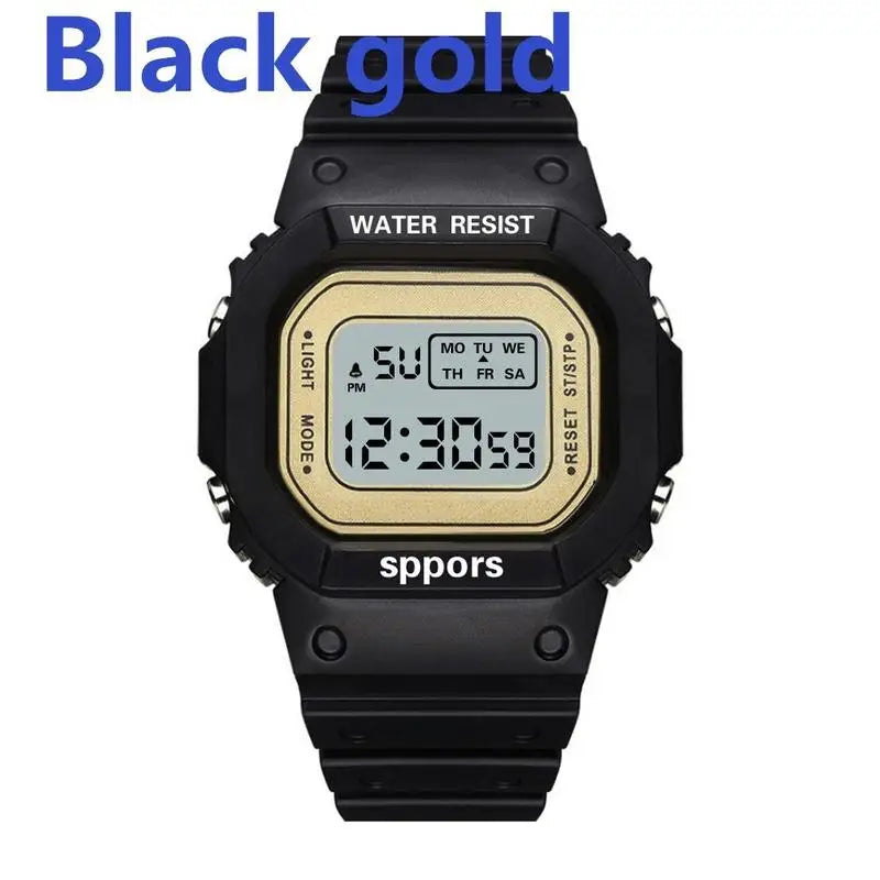 LED Sports Watch for Boys & Girls Student Electronic Square Digital Waterproof Rubber Clock Colorful Men Women