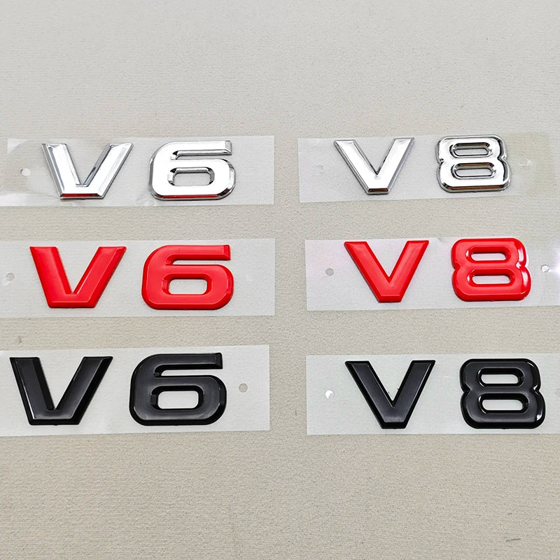 3D ABS Red Chrome Black V8 V6 Car Rear Trunk Sticker Emblem Badge Decals For TOYOTA Auto Accessories