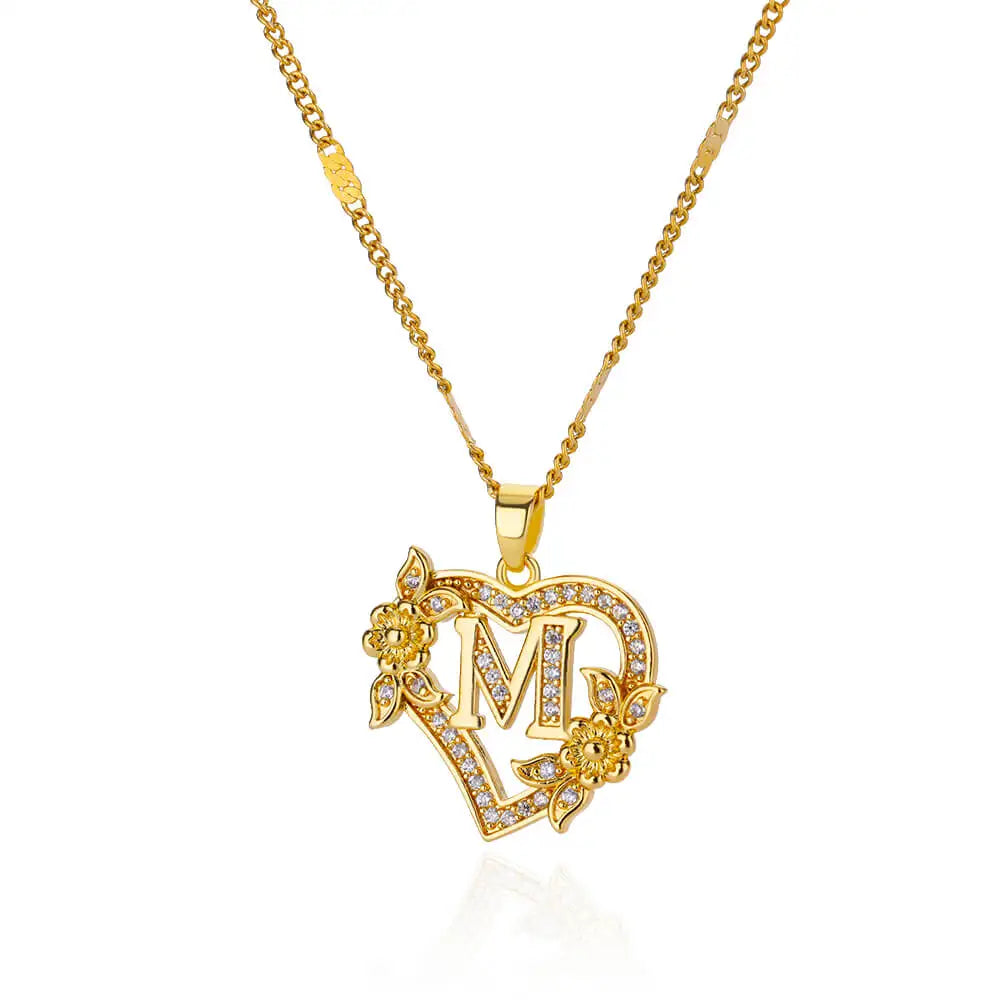 Initial Heart Necklace – Gold-Tone A-Z Letter Pendant