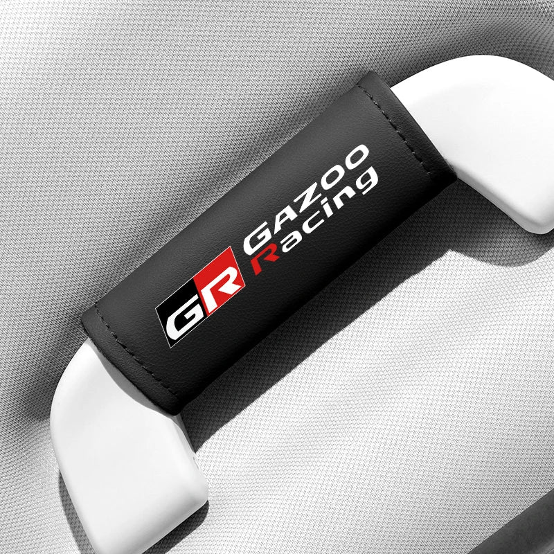 1PC Leather Car Roof Armrest Pull Gloves Door Handle Protection Cover For Gr Gazoo Racing