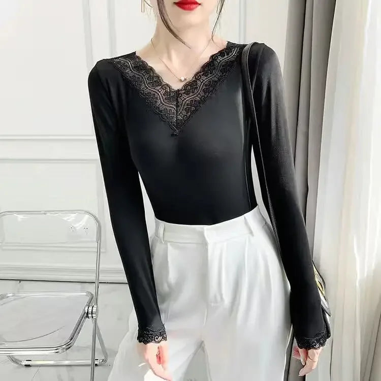 Women's Lace Trim Thermal Top - Long Sleeve Base Layer - photo 17